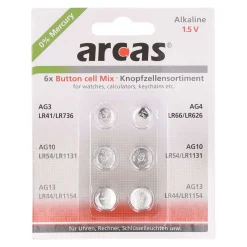 Arcas Knopfzellen-Sortiment Alkaline 1,5 V, 6 Stück