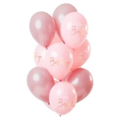 Ballon-Set Happy Birthday Lush Blush, 33 cm, 12 Stück