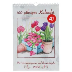 Bildkalender 2026 Garten Blumen Bauernregeln oder 100-jähriger Kalender 4fach