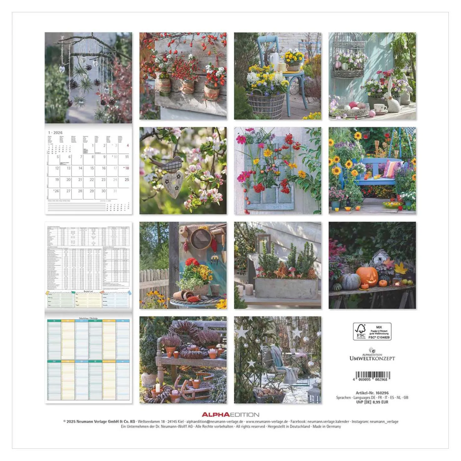 Broschürenkalender 2024 Blumen 30x30cm