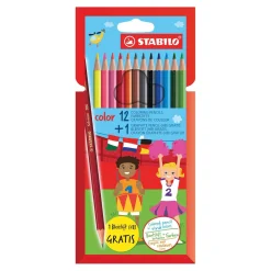 Buntstifte 12er und Bleistift HB Stabilo