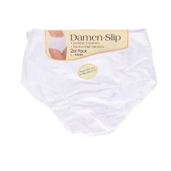 Damen Slip Microfaser mit Stickerei, weiß, 2 Stück