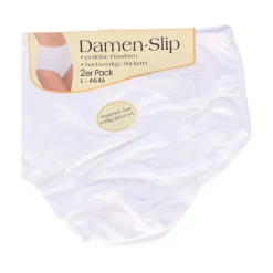 Damen Slip Microfaser mit Stickerei, weiß, 2 Stück