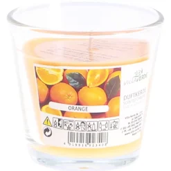 Duftkerze im Glas, Duft: Orange, Höhe 7,5 cm