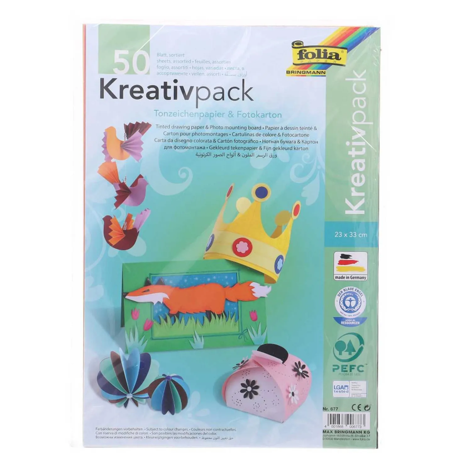 Folia Kreativpack Tonpapier & Fotokarton, 23 x 33 cm, 50Blatt