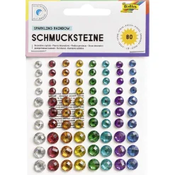 Folia Schmucksteine bunt selbstklebend, 80 Stück