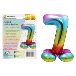 Folienballon Zahl 7 Jahre Regenbogen