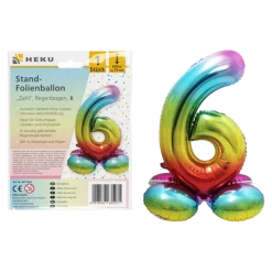 Folienballon Zahl 6 Jahre Regenbogen