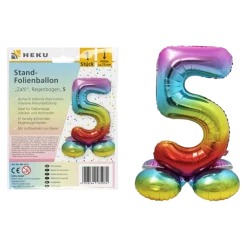 Folienballon Zahl 5 Jahre Regenbogen