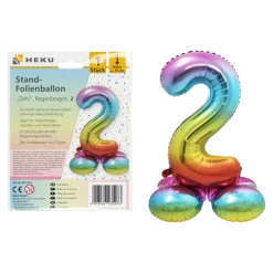 Folienballon Zahl 2 Jahre Regenbogen