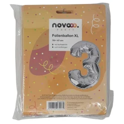Folienballon Zahl 3 Jahre XL, silber