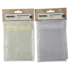 Geschenkbeutel Organza, creme, 5 Stück