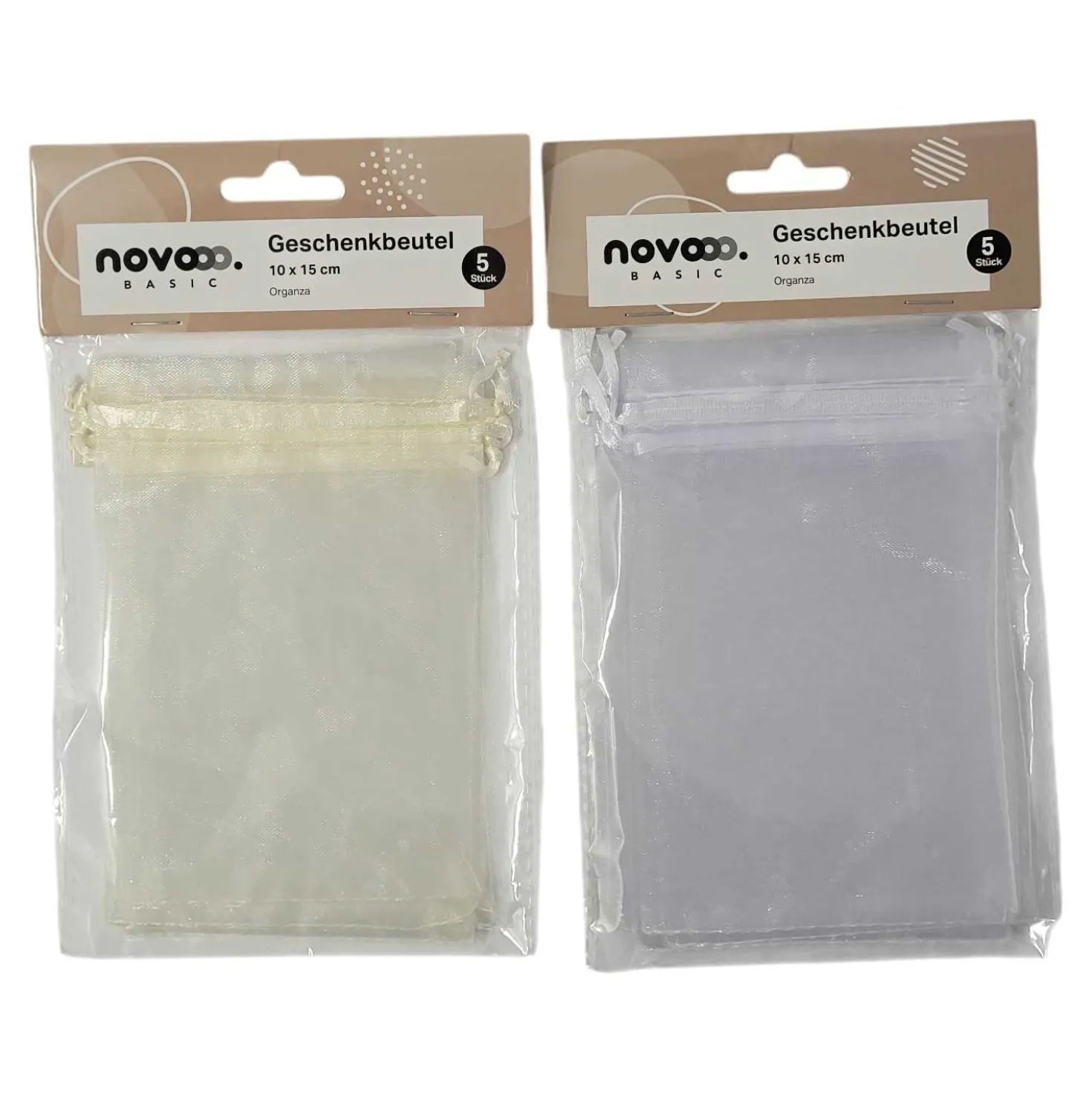Geschenkbeutel Organza, creme, 5 Stück