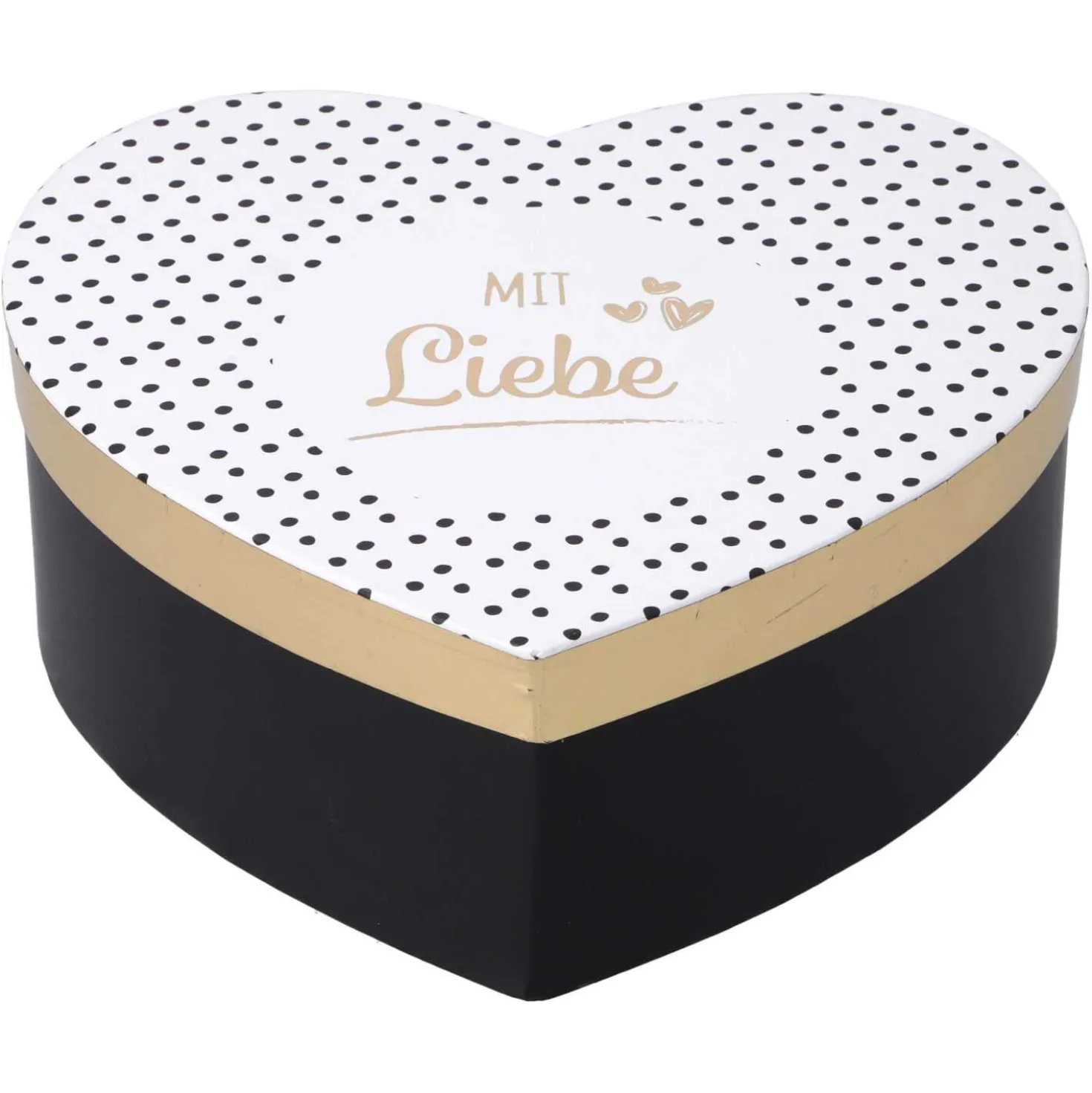 Geschenkbox Grüße 3, Herzform, gold