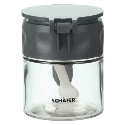 Gewürzbehälter Glas mit Löffel, anthrazit