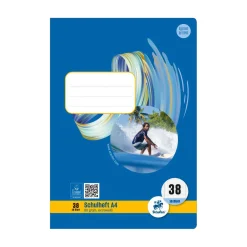 Heft A4 Nr. 38 kariert mit Rand, 80 g, 16 Blatt