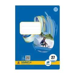 Heft A4 Nr. 27 liniert mit Rand, 80 g, 16 Blatt