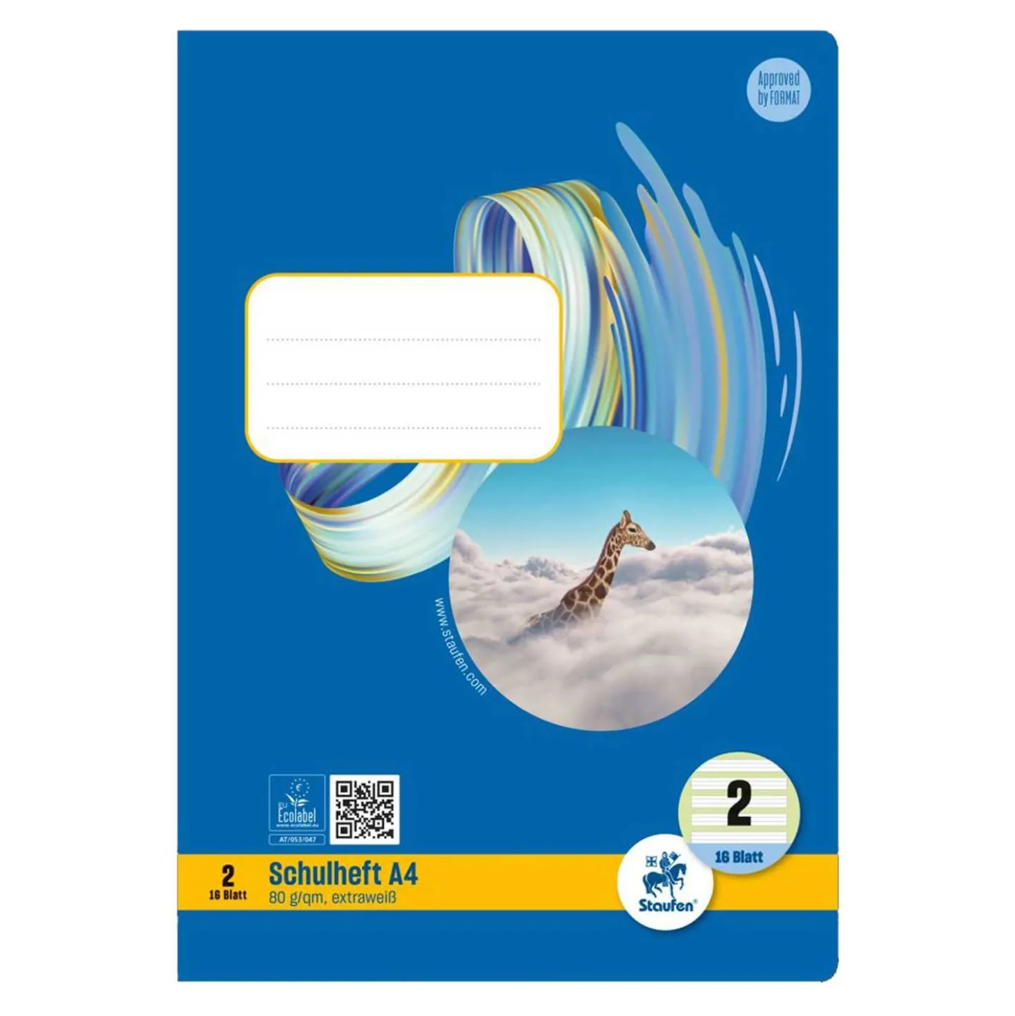 Heft Nr. 2 farbig hinterlegt A4, 80 g, 16 Blatt