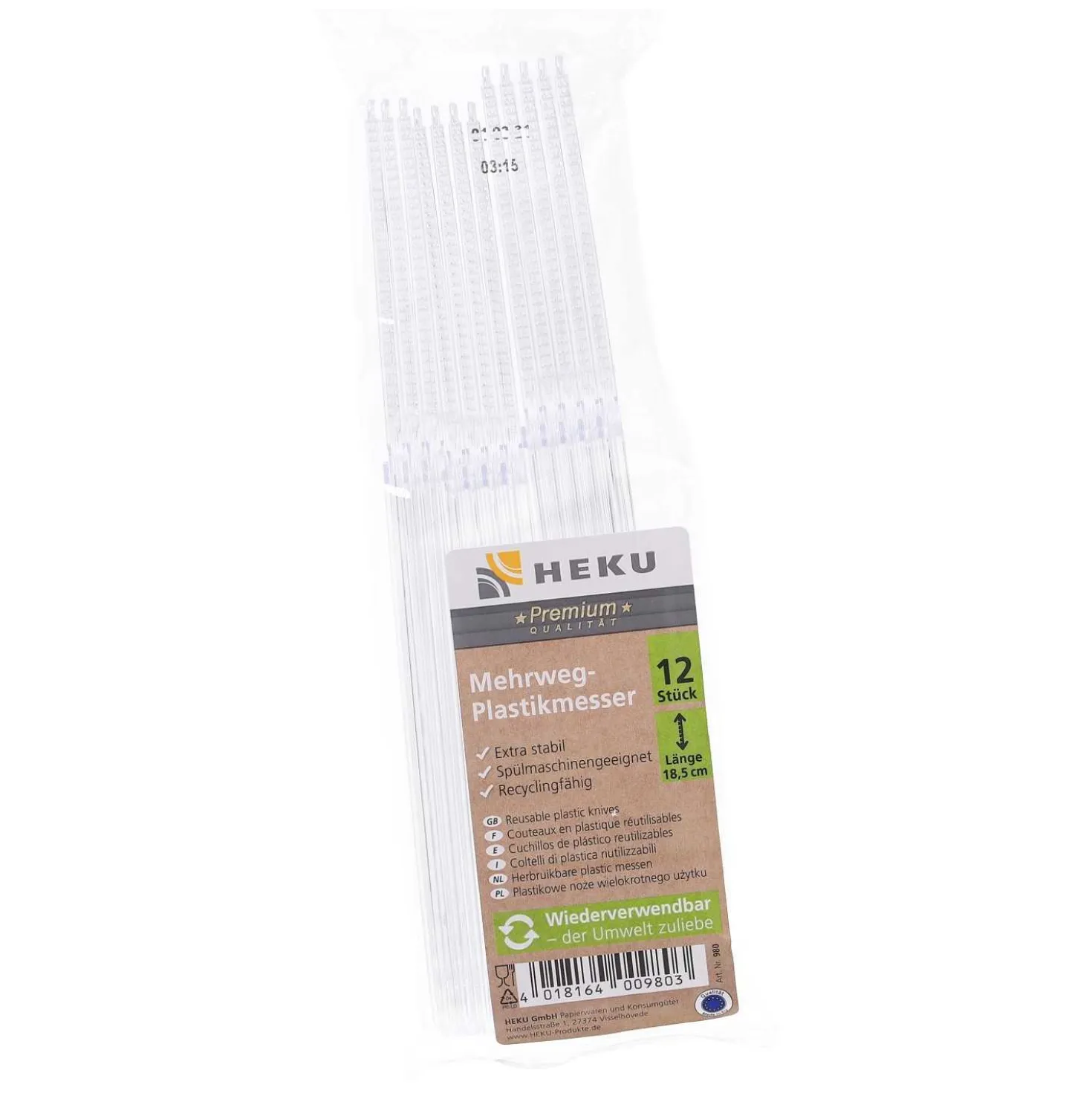 Heku Messer Mehrweg, transparent, 12 Stück