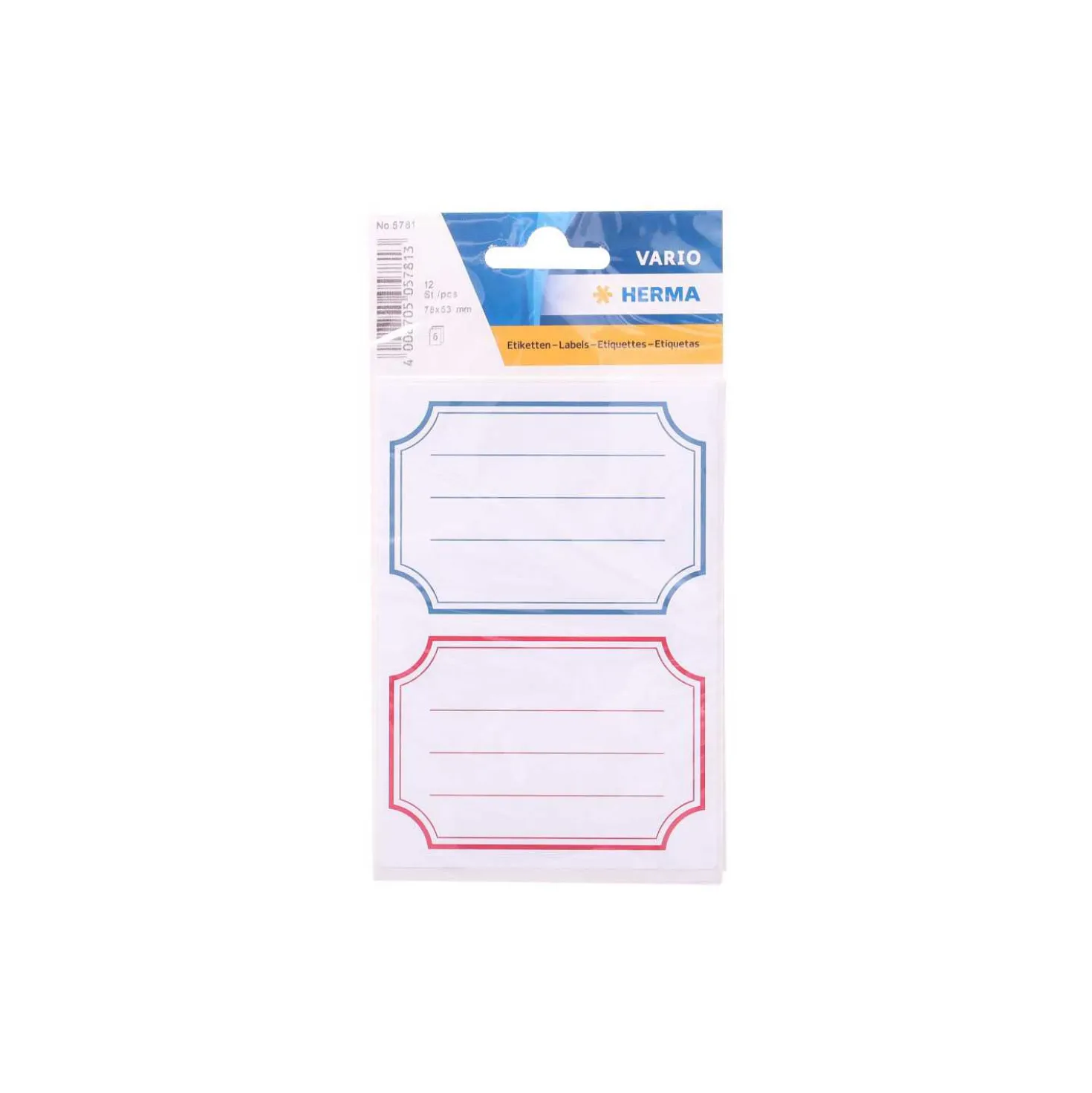 Herma Etiketten /blau 7,8 x 5,3 cm 12 Sticker auf, rot, 6 Blatt