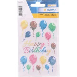 Herma Sticker Bunte Luftballons beglimmert 16 Sticker auf, 1 Blatt