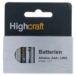 Highcraft Batterie AAA/R3 Alkaline, 8 Stück