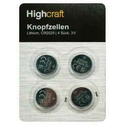 Highcraft Batterie CR2025 Lithium, 4 Stück