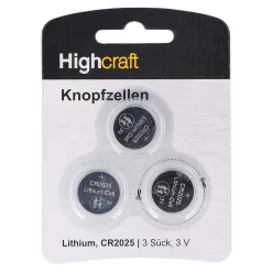 Highcraft Batterie CR2025 Lithium, 3 Stück