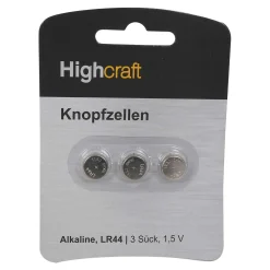 Highcraft Batterie LR44 Alkaline, 3 Stück