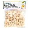 Holzperlen rund, natur, 83 Stück