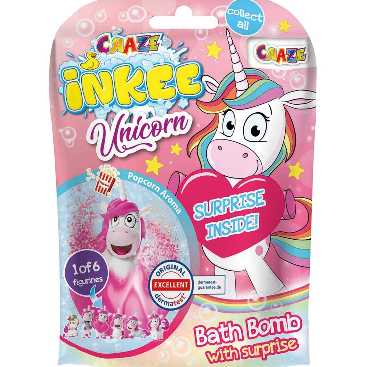 Inkee Badebombe Einhorn mit Sammelfigur, 100 g