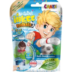 INKEE Badezusatz Badebombe Fußball mit Sammelfigur 80 g