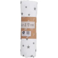Jerseystoff Sterne, grau, 80 x 100 cm