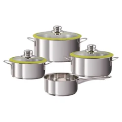 Kochtopfset Edelstahl Silikonrand Kiwi, 7-teilig