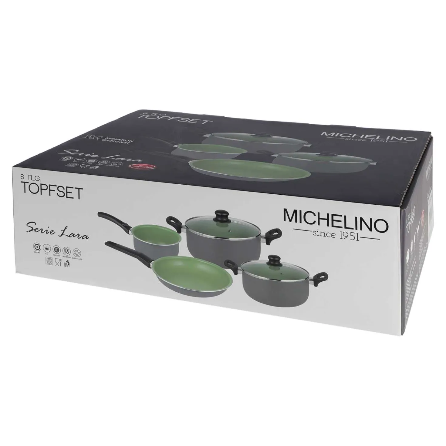 Kochtopf-Set, grün, 6-teilig