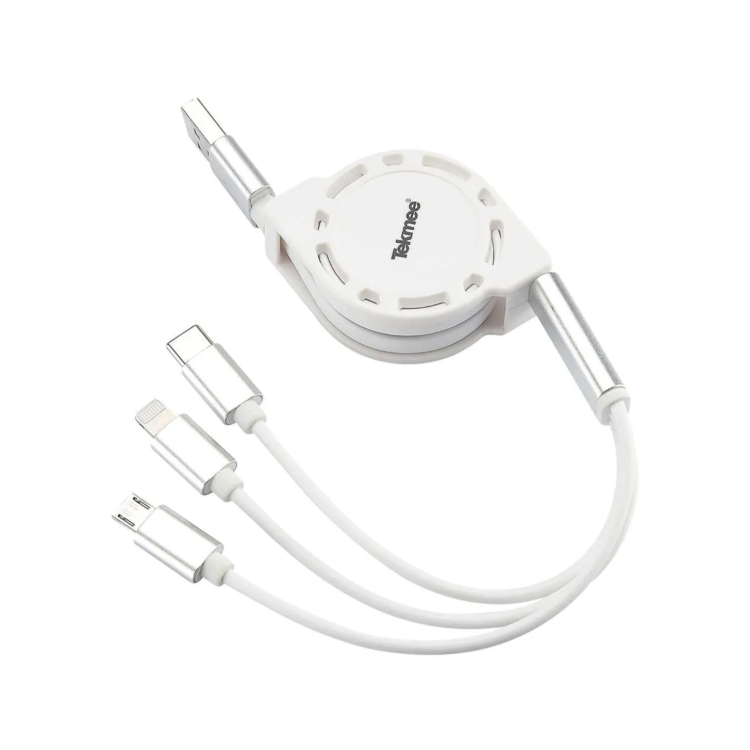 Ladekabel 3in1 einziehbar 1 m, weiß