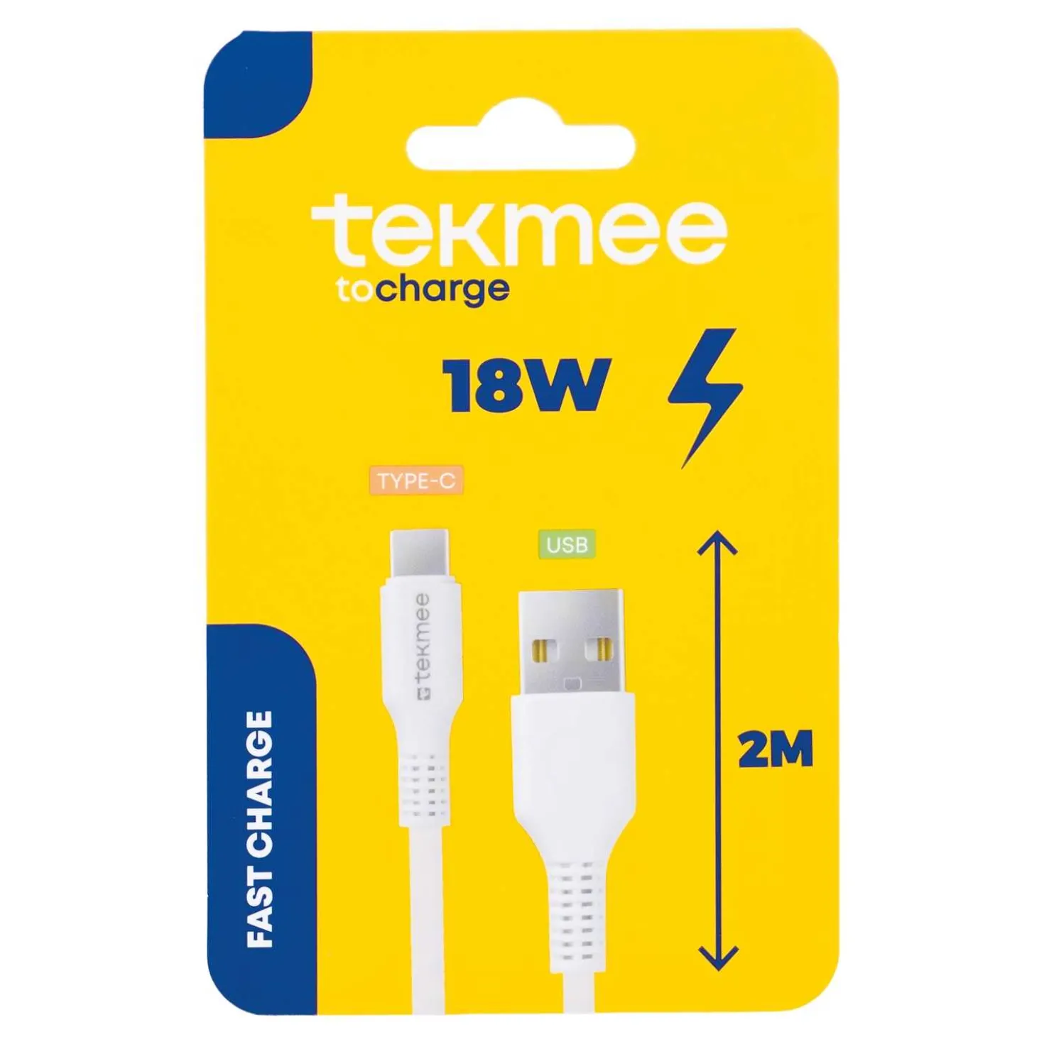 Ladekabel USB-C/USB 2 m, weiß, 18 W