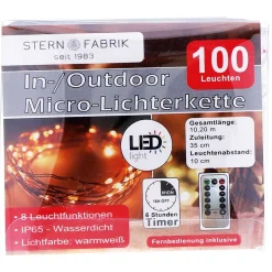 LED Lichterkette mit Timer und Fernbedienung, 100 Stück