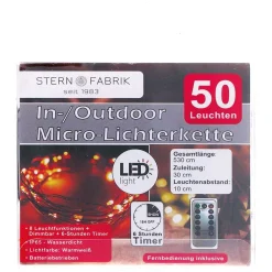 LED Outdoor Lichterkette mit Timer und Fernbedienung, warmweiß, 50 Stück