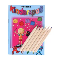 Malheft A6 Kinderspaß, mit 6 Buntstiften