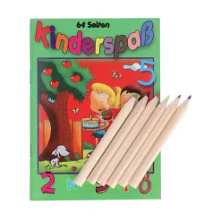 Malheft A6 Kinderspaß, mit 6 Buntstiften