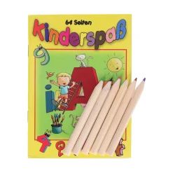 Malheft A6 Kinderspaß, mit 6 Buntstiften