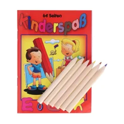 Malheft A6 Kinderspaß, mit 6 Buntstiften