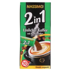 Massimo 2in1 Löslicher Kaffee mit Kaffeeweißer 140 g, 10 Stück