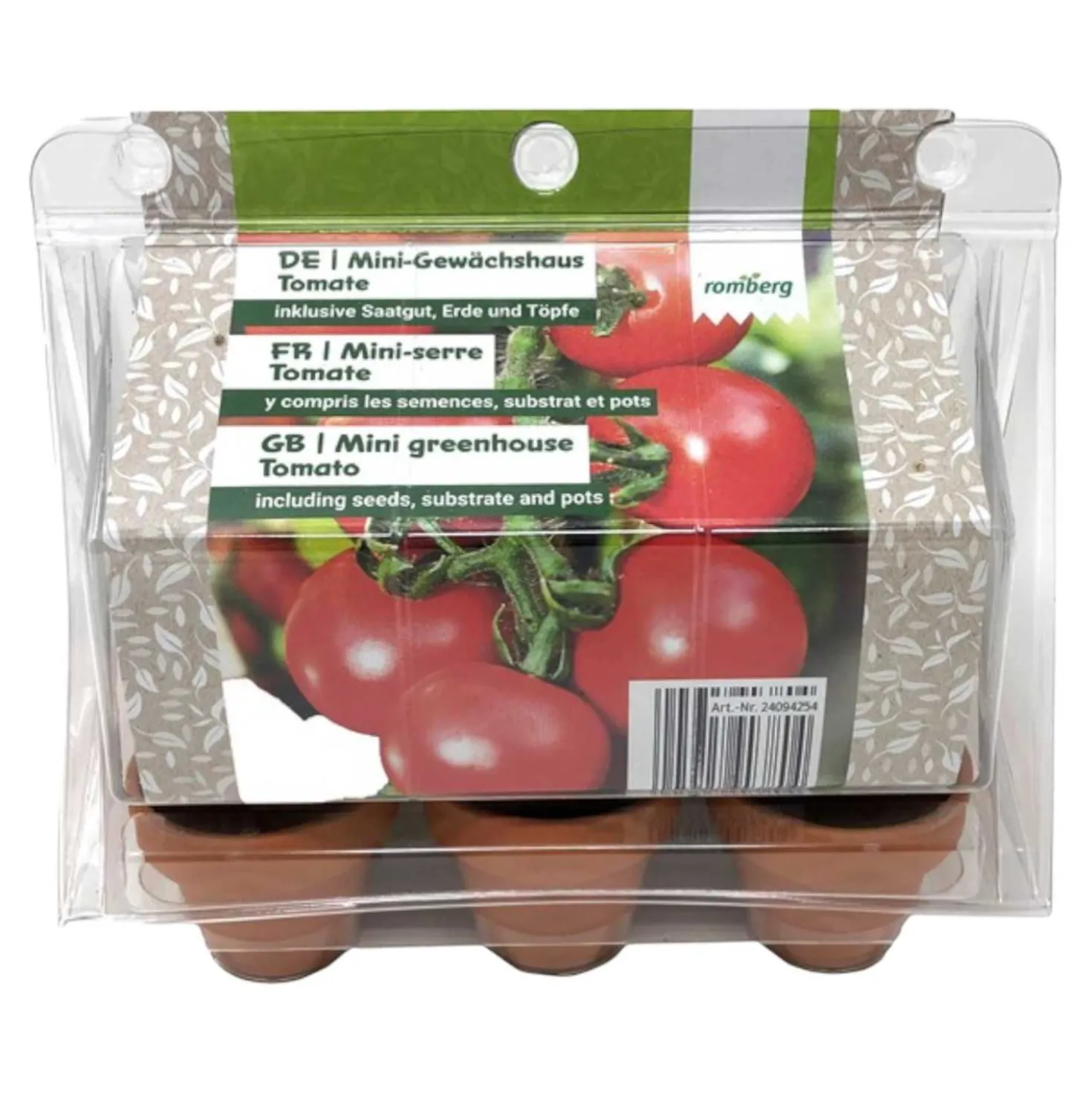 Mini Gewächshaus Ton Tomate, 6 Stück