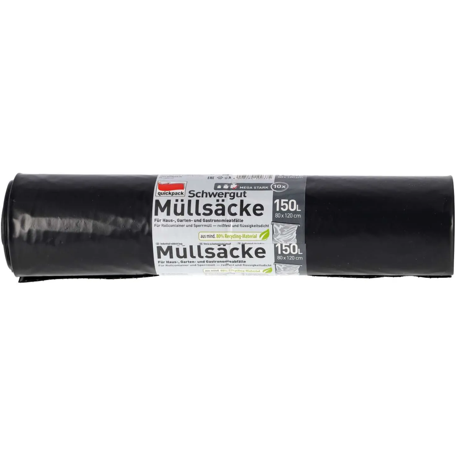 Müllsäcke 10 Stück Schwerlast, 150 Liter, schwarz