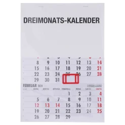 3-Monats-Kalender zum Hängen 24 x 45 cm