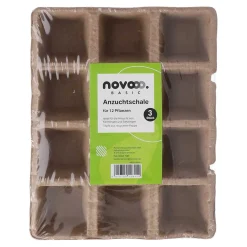 novooo Anzuchtschalen 3x12 Zellen Papier, 3-teilig