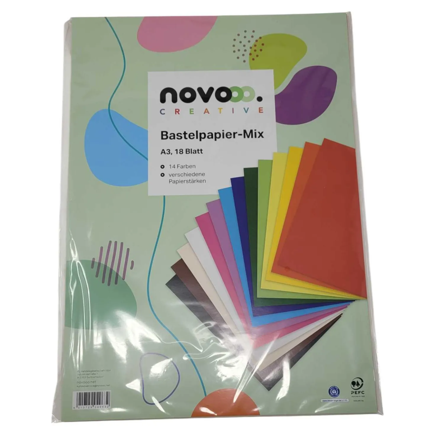novooo Bastelpapier A3 Mix, 18 Blatt