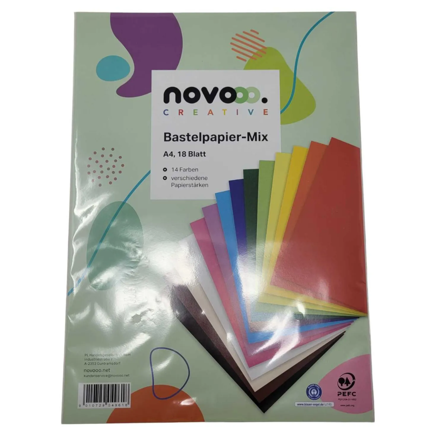 novooo Bastelpapier A4 Mix, 18 Blatt
